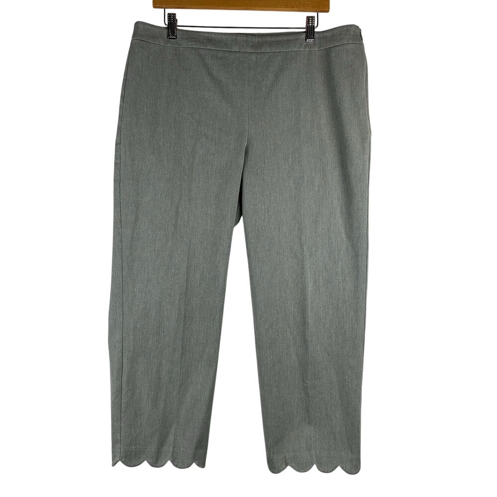 Talbots Chatham Crop Chino Pants Women's 14 Grey Scalloped Hem Career NWOT